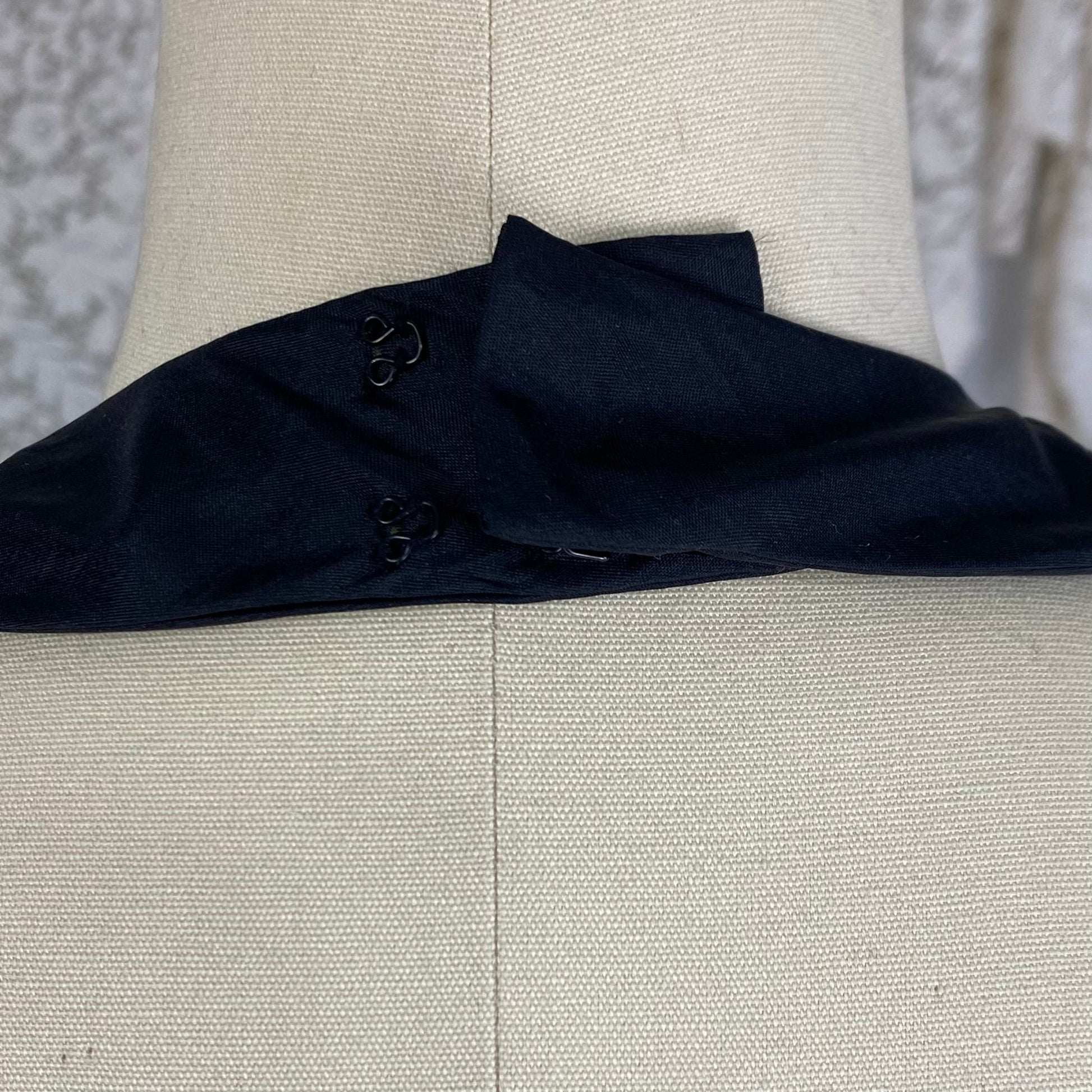 Vintage 1950's Halter Slip Dress | Black Taffeta with Piping Detail | Size XS