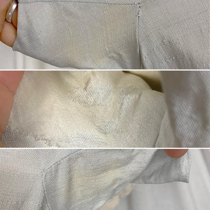 Vintage 1940s - 1950's Dress | Icy Pale Blue Shantung Silk with Fringe | Size XS | Seymour Jacobson