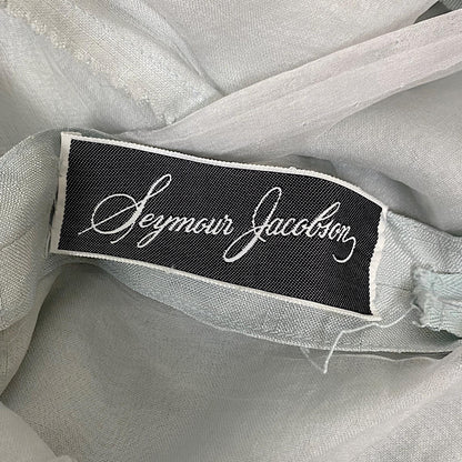 Vintage 1940s - 1950's Dress | Icy Pale Blue Shantung Silk with Fringe | Size XS | Seymour Jacobson