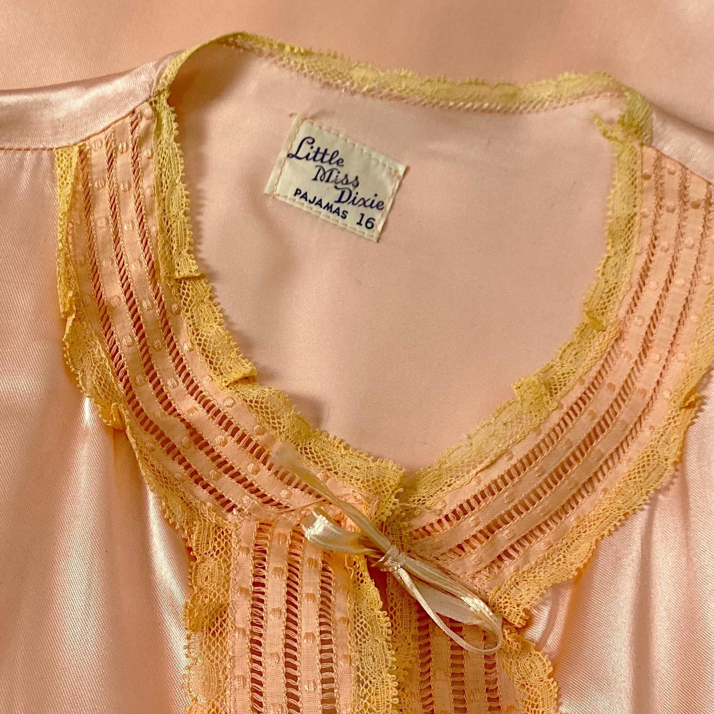 Vintage 1940's Pajama Set | Rosy Pink Rayon Satin with Ruffled Lace & Satin Damask Collar | Size XS, S | Little Miss Dixie - Never Worn