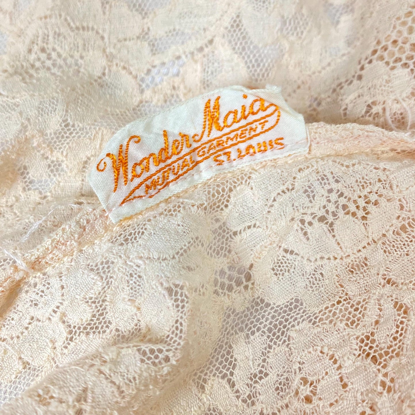 Vintage 1920's - 1930's Bralette & Tap Pants Lingerie Set | Pastel Peach Floral Cotton Lace with Silk Ribbon Straps | Size S | Wonder Maid