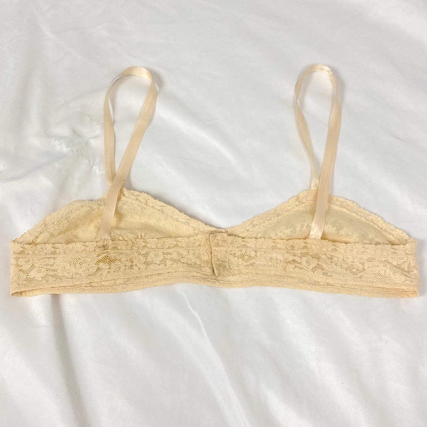 Vintage 1920's - 1930's Bralette & Tap Pants Lingerie Set | Pastel Peach Floral Cotton Lace with Silk Ribbon Straps | Size S | Wonder Maid