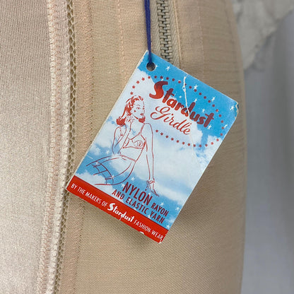 Vintage 1940's - 1950's Girdle | Peach Rayon Satin with Rubber Mesh Panels | Size S | Stardust New with tags