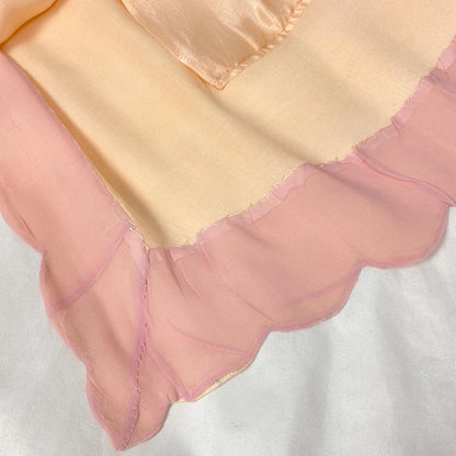 Vintage 1920's Tap Pants | Pale Peach Silk with Pink Chiffon Trim & Purple Embroidered Flowers | Size S