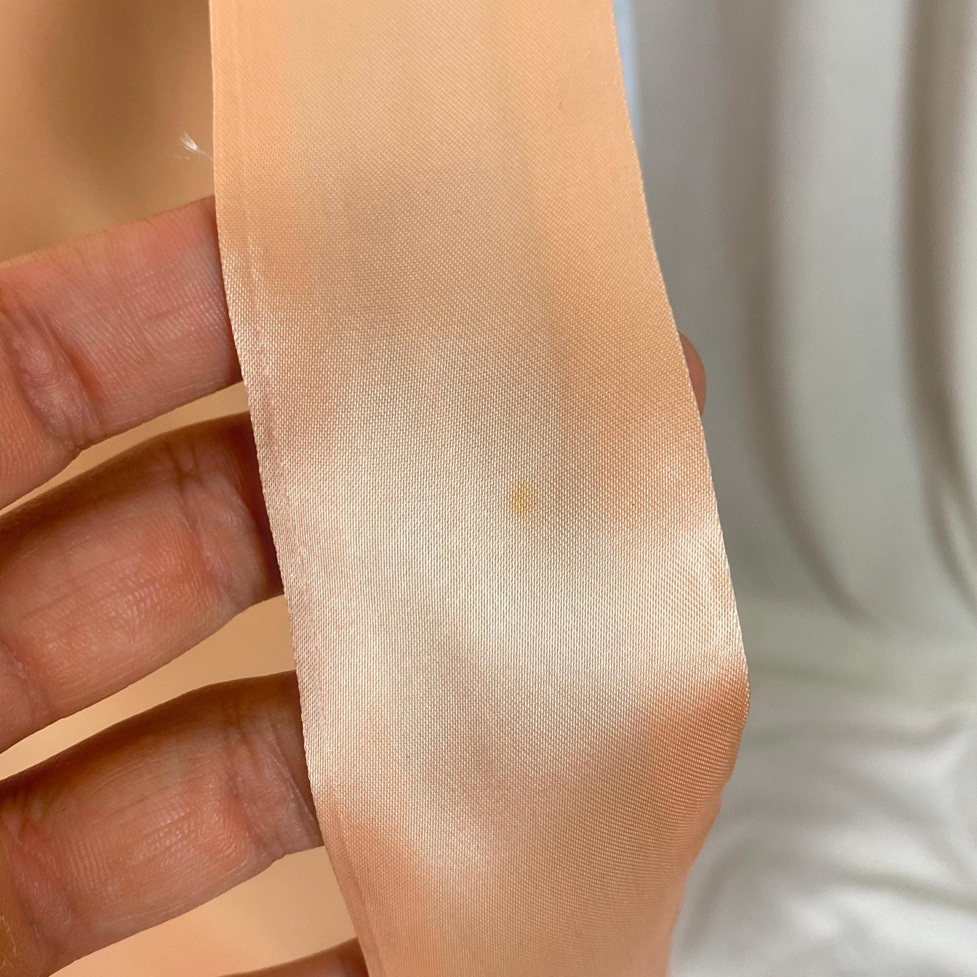 Vintage 1940's Nightgown | Rich Peach Rayon Satin with Blue Contrast Sash | Size M | Never Worn