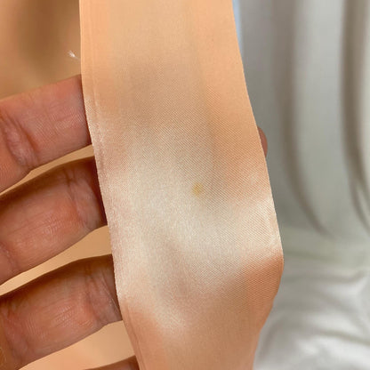 Vintage 1940's Nightgown | Rich Peach Rayon Satin with Blue Contrast Sash | Size M | Never Worn