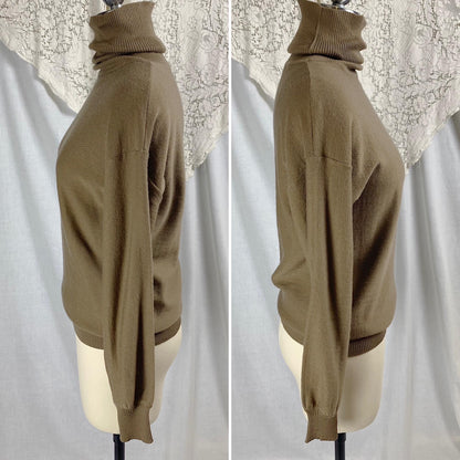 Vintage 1960's - 1970's SAINT LAURENT Turtleneck Sweater | Soft Mocha Silk & Wool Blend | Size XS, S, M | Saint Laurent Rive Gauche