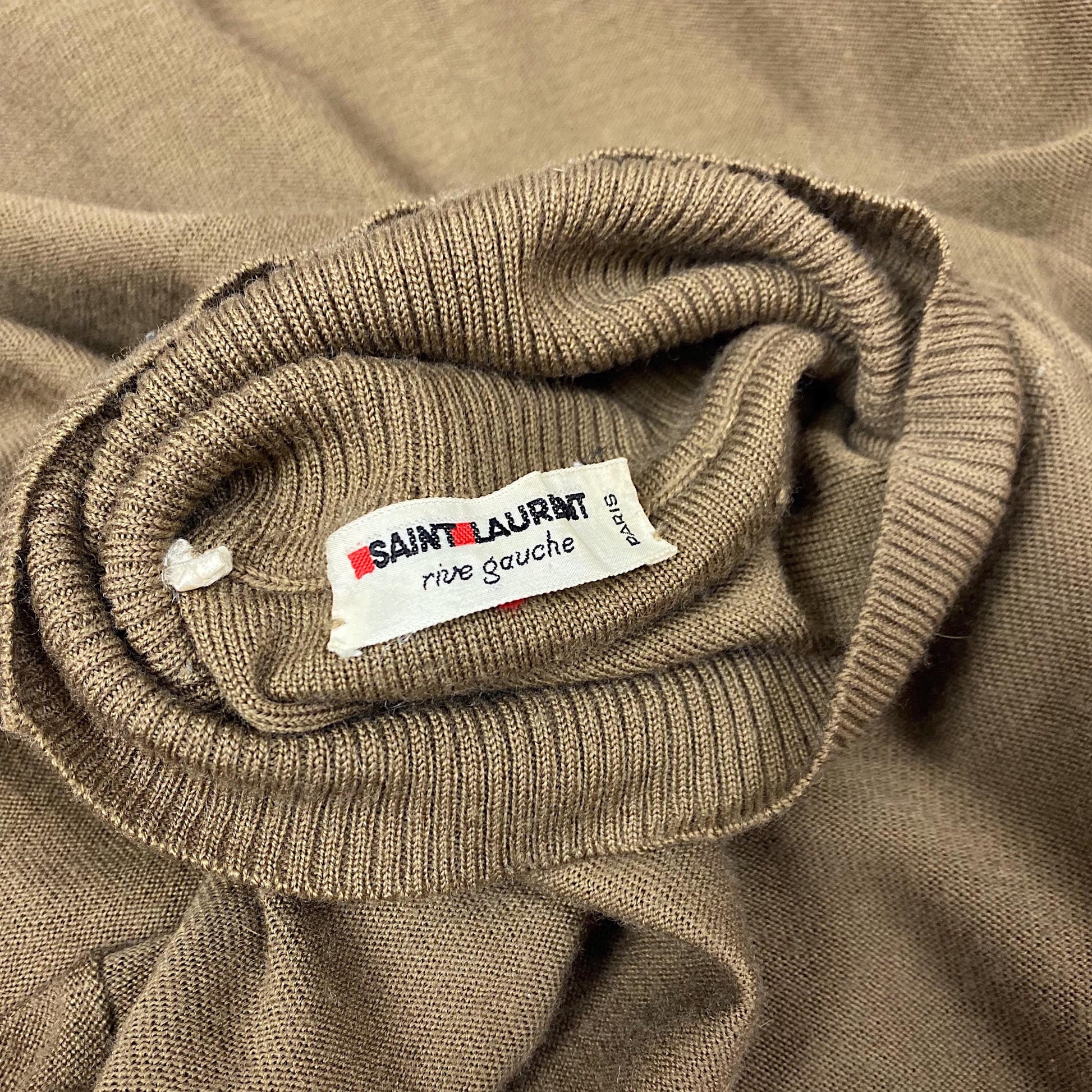 Vintage 1960's - 1970's SAINT LAURENT Turtleneck Sweater | Soft Mocha Silk & Wool Blend | Size XS, S, M | Saint Laurent Rive Gauche