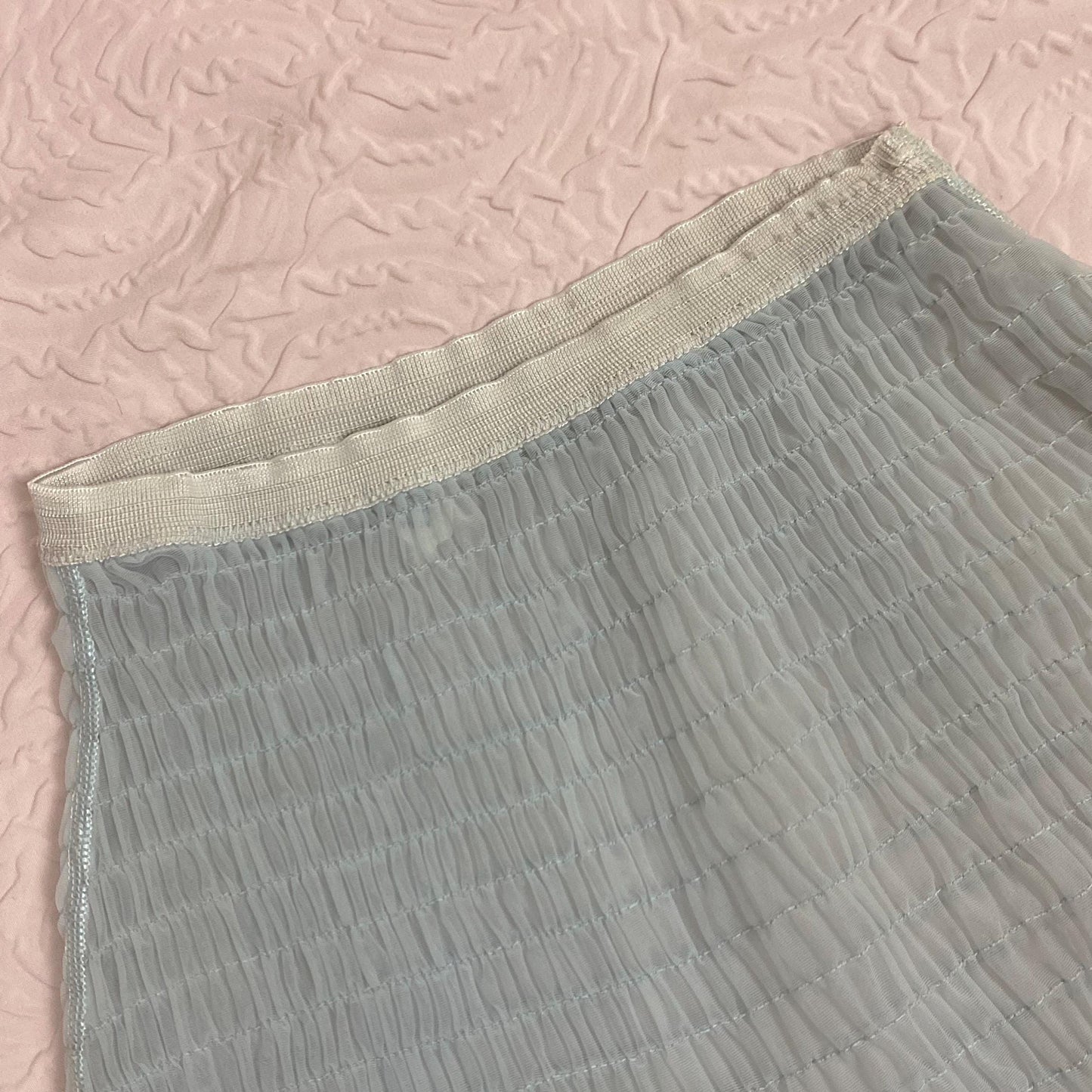 Vintage 1950's Garter Panties | Sheer Baby Blue Nylon Chiffon with Shirring Detail & Detachable Garters | Size S | Pangees by Beau Monde