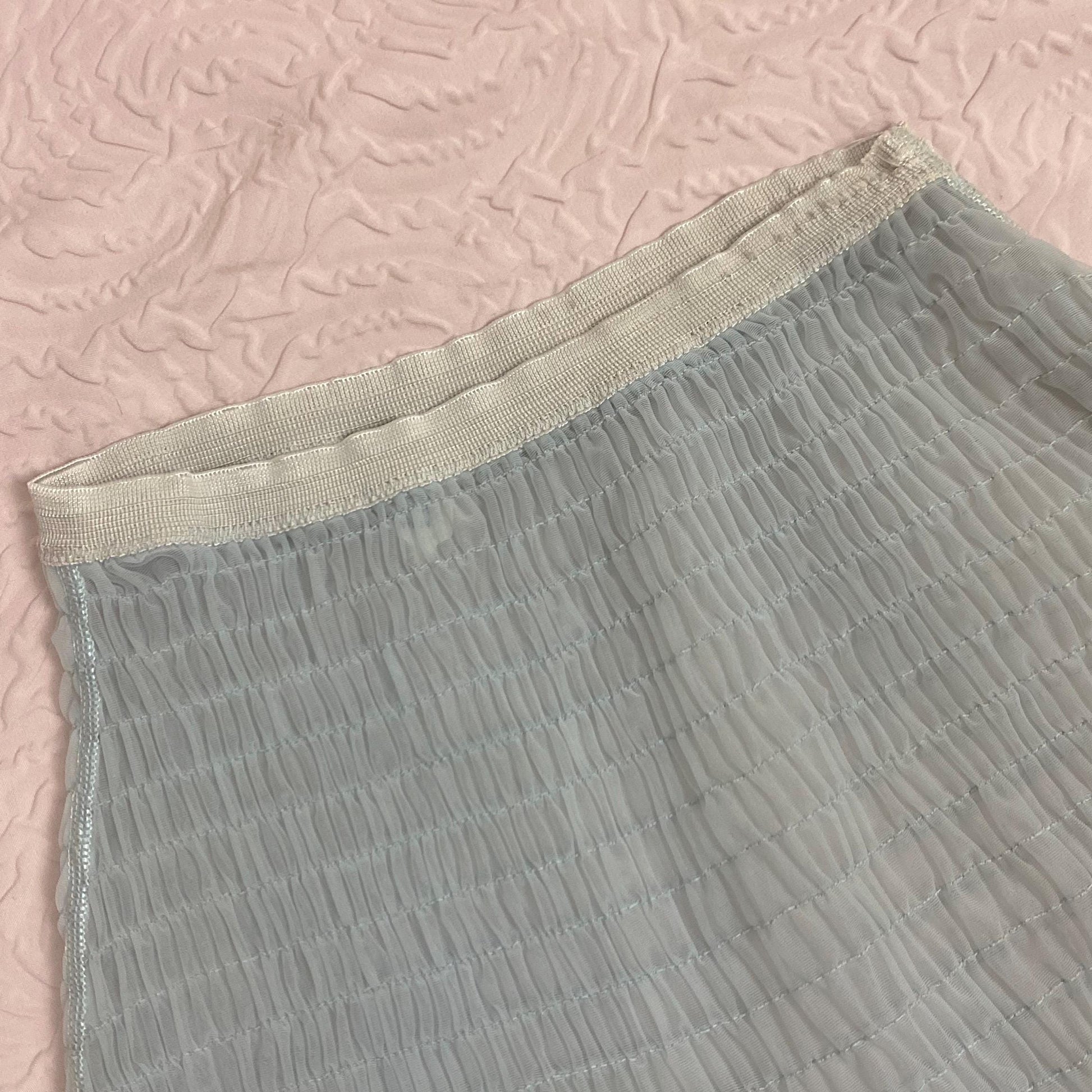 Vintage 1950's Garter Panties | Sheer Baby Blue Nylon Chiffon with Shirring Detail & Detachable Garters | Size S | Pangees by Beau Monde