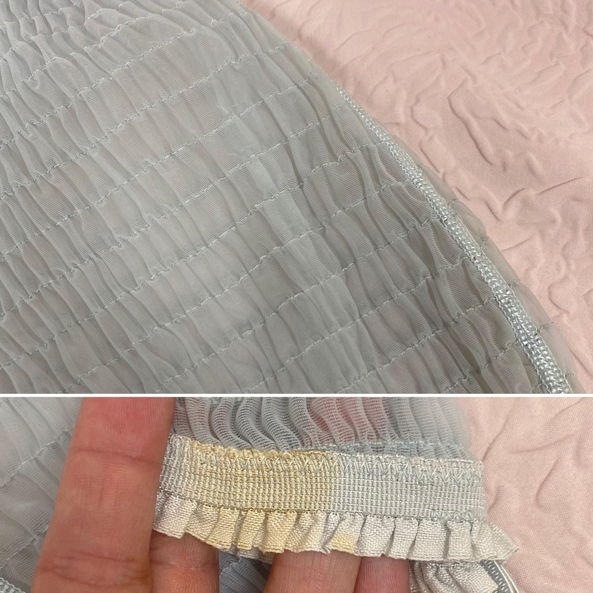 Vintage 1950's Garter Panties | Sheer Baby Blue Nylon Chiffon with Shirring Detail & Detachable Garters | Size S | Pangees by Beau Monde