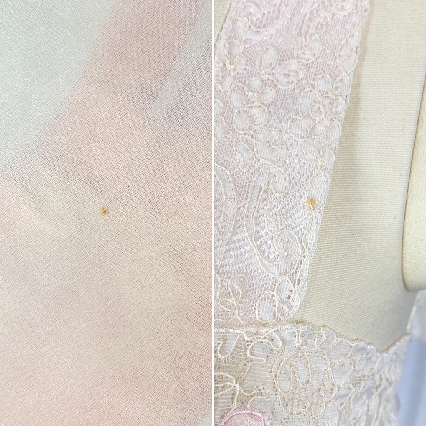 Vintage 1950's - 1960's Nightgown | Sheer Buttercream Nylon Crepe with Intricate Alencon Lace & Pink Silk Appliques | Size XS