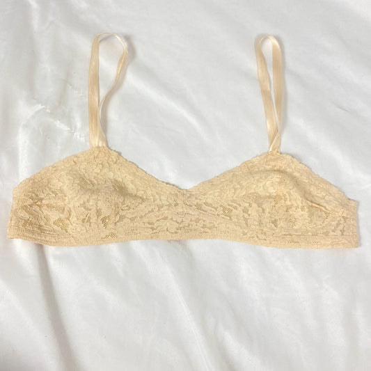 Vintage 1920's - 1930's Bralette & Tap Pants Lingerie Set | Pastel Peach Floral Cotton Lace with Silk Ribbon Straps | Size S | Wonder Maid
