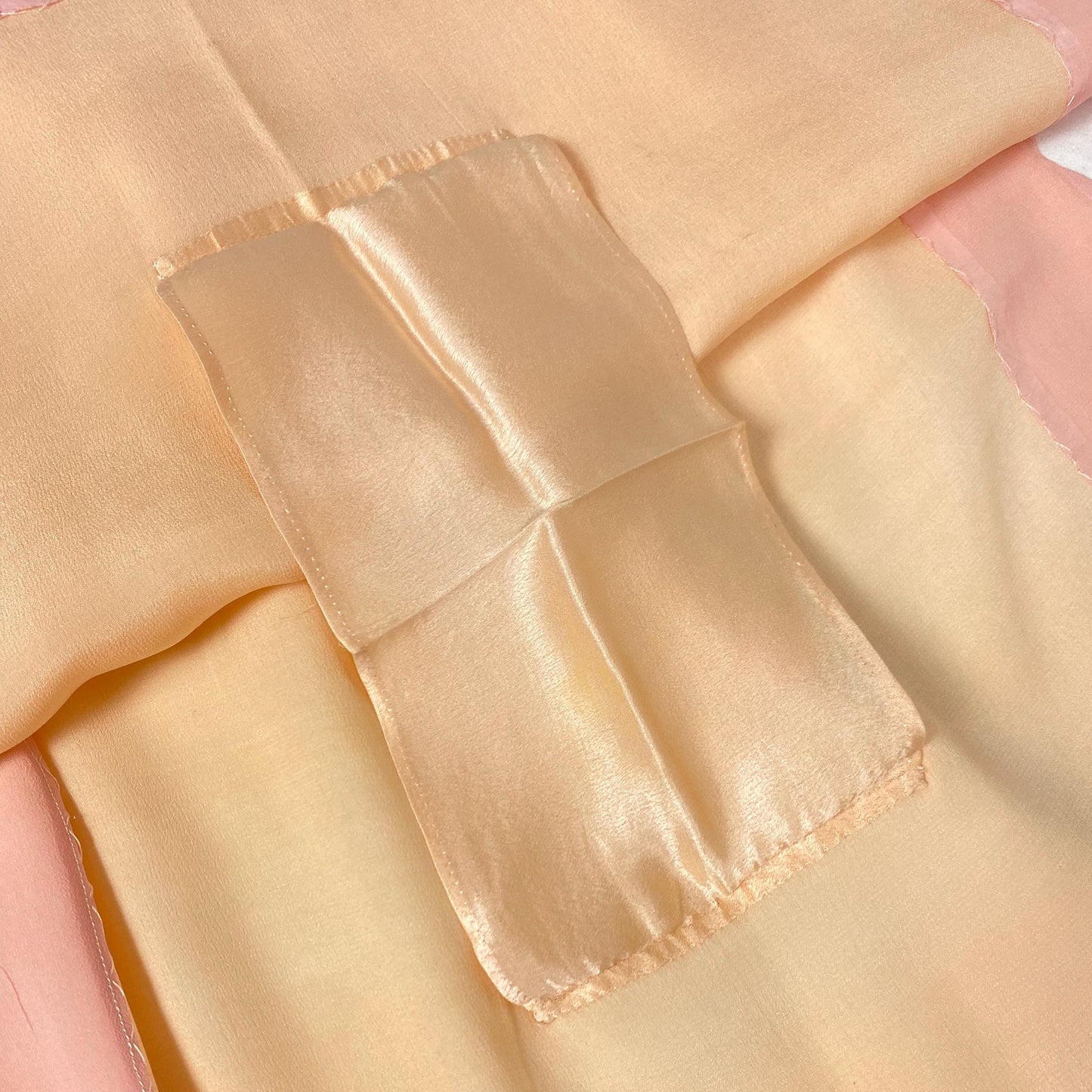Vintage 1920's Tap Pants | Pale Peach Silk with Pink Chiffon Trim & Purple Embroidered Flowers | Size S