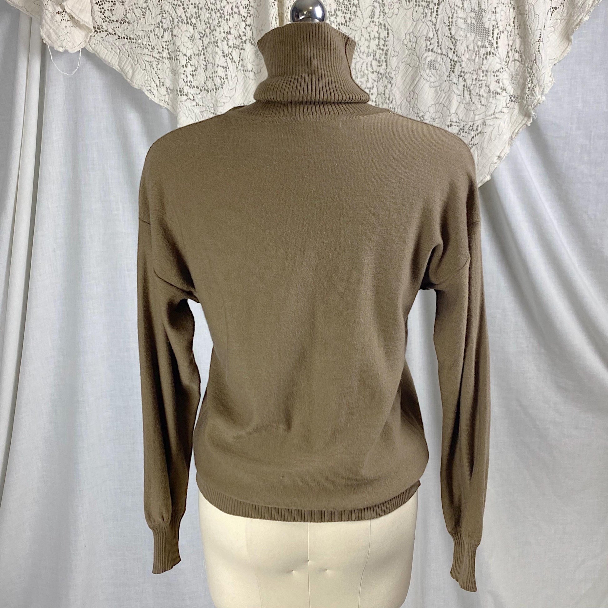 Vintage 1960's - 1970's SAINT LAURENT Turtleneck Sweater | Soft Mocha Silk & Wool Blend | Size XS, S, M | Saint Laurent Rive Gauche