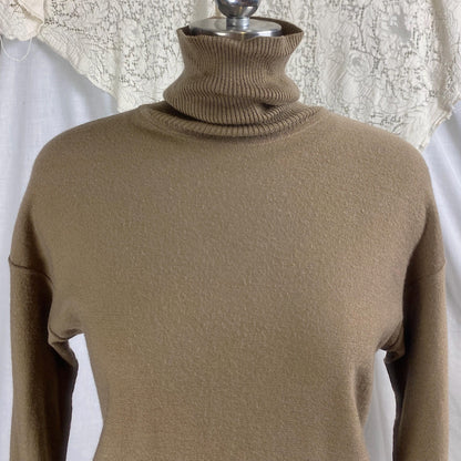 Vintage 1960's - 1970's SAINT LAURENT Turtleneck Sweater | Soft Mocha Silk & Wool Blend | Size XS, S, M | Saint Laurent Rive Gauche