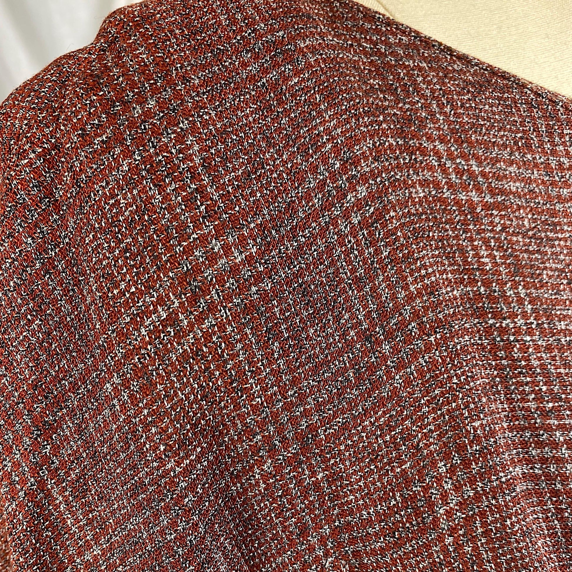 Vintage 1950's Dress | Brick Red Rayon Crepe with Check Pattern | Size M | L'Aiglon