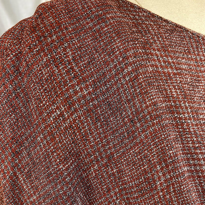 Vintage 1950's Dress | Brick Red Rayon Crepe with Check Pattern | Size M | L'Aiglon