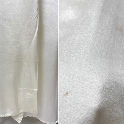 Vintage 1940's Dressing Gown Robe | Pearl White Rayon Satin with Ruffled Cotton Lace & Faux Cape | Size S, M, LG