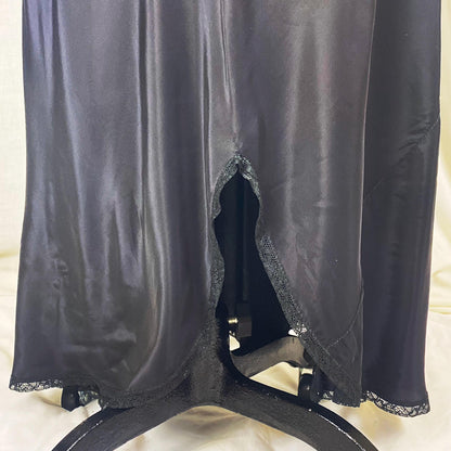 Vintage 1940's - 1950's Nightgown | Silky Black Rayon with Contrasting Red Taffeta Bust | Size LG, XLG