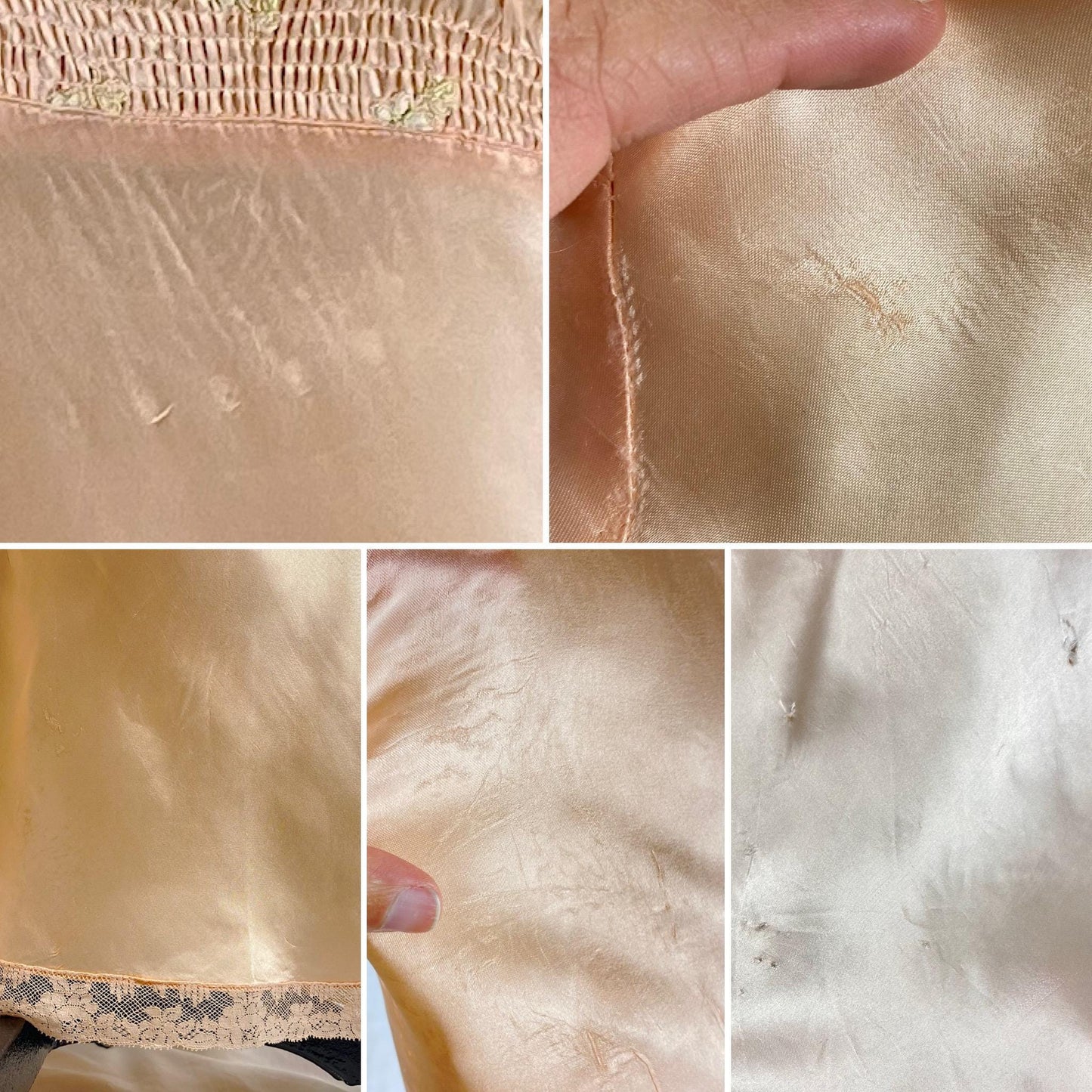 Vintage 1940's Nightgown | Rose Gold Rayon Satin with Gold floral embroidery & Ruffled Lace | Size M