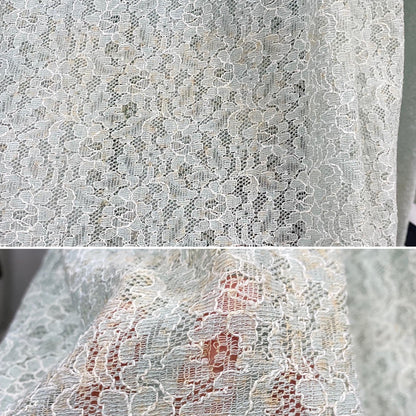 Vintage 1940's Maxi Dress | Seafoam Green Floral Cotton Lace with Ruffled Cold Shoulder | Size XS, S