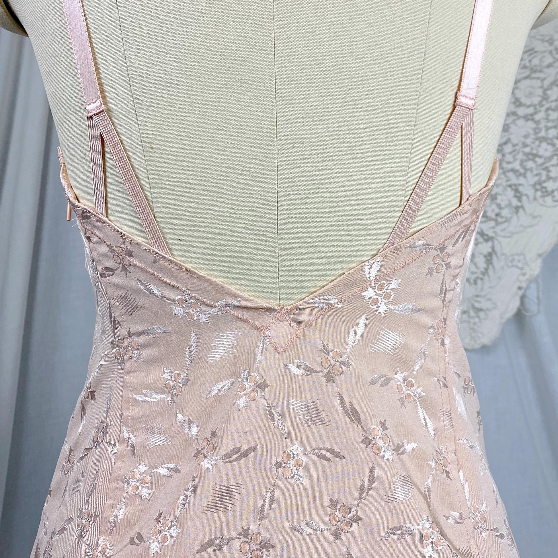 Vintage 1940's - 1950's All in One Girdle | Two Tone Powder & Blush Pink Rayon Satin Damask with Velvet Backing | Size S, M | By Blair