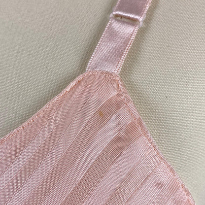 Vintage 1940's Slip | Semi-Sheer Bubblegum Pink Striped Rayon Knit | Size XS | By Lorraine - Never Worn