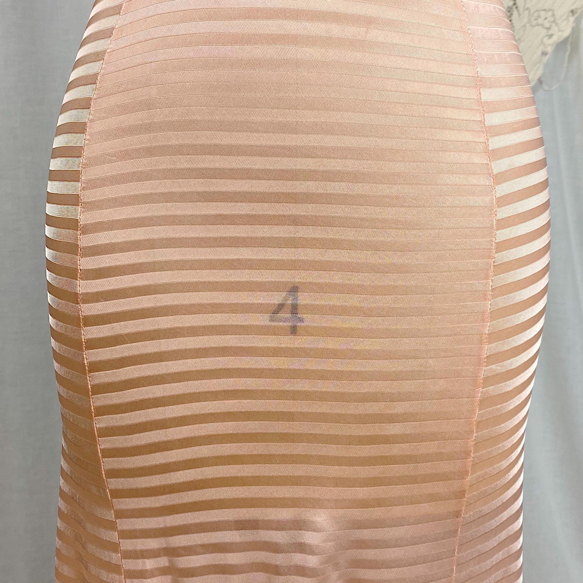 Vintage 1940's Slip | Semi-Sheer Bubblegum Pink Striped Rayon Knit | Size XS | By Lorraine - Never Worn
