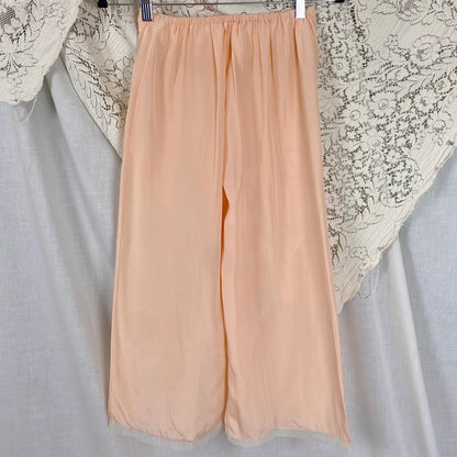Vintage 1930's Girls Pajama Set | Dusty Rose Pink Silk with Ivory Tulle | Size 10 (30 chest, 24 waist)