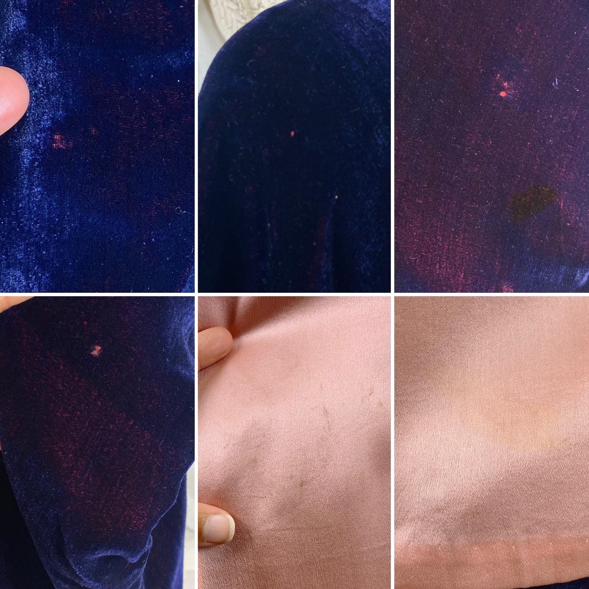 Vintage 1920's Kimono Robe | Deep Indigo Blue Velvet with Rose Pink Silk Lining | Size Free