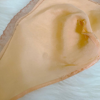 Vintage 1930's Warm Peach Silk Satin Bralette & Tap Pants Lingerie Set - Size S, M - Daggers & Dames