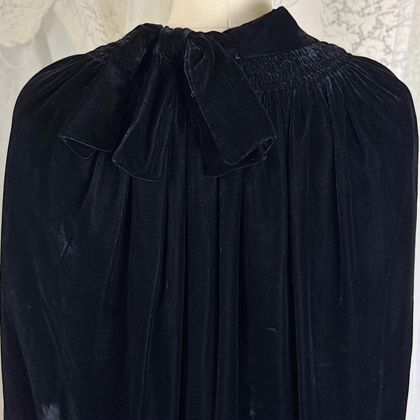 Vintage 1920's Cocoon Cape - Lush Black Velvet with Gold Silk Lining - Size XS, S, M - Daggers & Dames