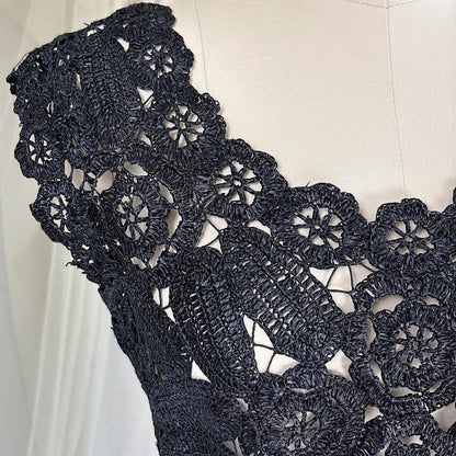 Vintage 1950's Black Raffia Lace Wiggle Dress, size M - Daggers & Dames