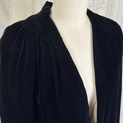 Vintage 1920's Cocoon Cape - Lush Black Velvet with Gold Silk Lining - Size XS, S, M - Daggers & Dames