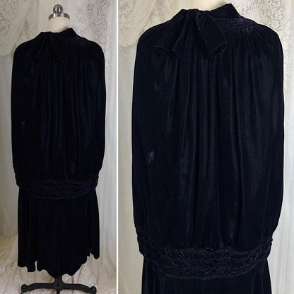 Vintage 1920's Cocoon Cape - Lush Black Velvet with Gold Silk Lining - Size XS, S, M - Daggers & Dames