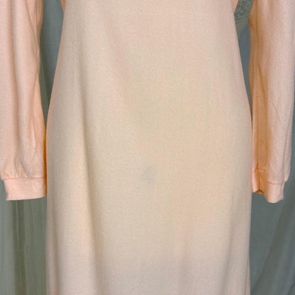 1940's Nightgown - Palest Peach Brushed Rayon with Long Sleeves & Keyhole Neck by Gordon Forest Mills - Daggers & Dames