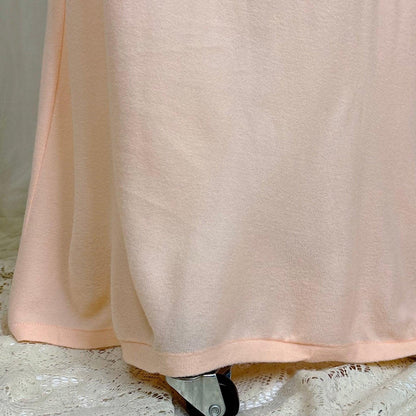 1940's Nightgown - Palest Peach Brushed Rayon with Long Sleeves & Keyhole Neck by Gordon Forest Mills - Daggers & Dames