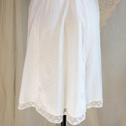 1900's Victorian Era Camiknickers - Soft White Cotton Lawn with Bobbin Lace & Pink Ribbon Drawstrings - Daggers & Dames