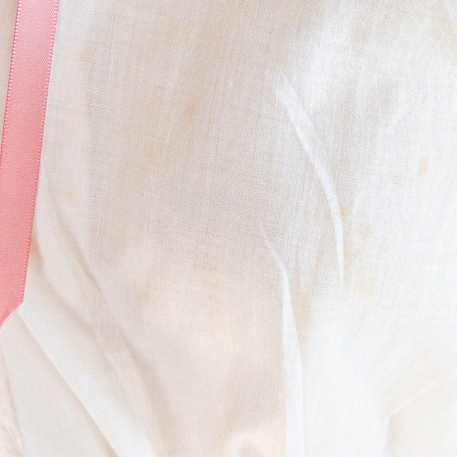 1900's Victorian Era Camiknickers - Soft White Cotton Lawn with Bobbin Lace & Pink Ribbon Drawstrings - Daggers & Dames