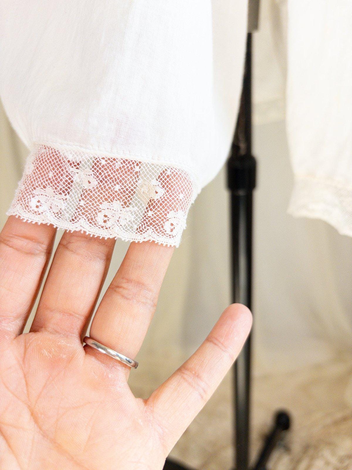 1900's Victorian Era Camiknickers - Soft White Cotton Lawn with Bobbin Lace & Pink Ribbon Drawstrings - Daggers & Dames