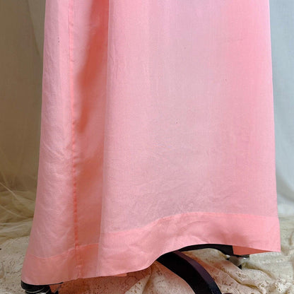 1910's - 1920's Nightgown - Melon Pink Silk Crepe with Crochet Lace Yoke & Silk Ribbon Ties - Daggers & Dames
