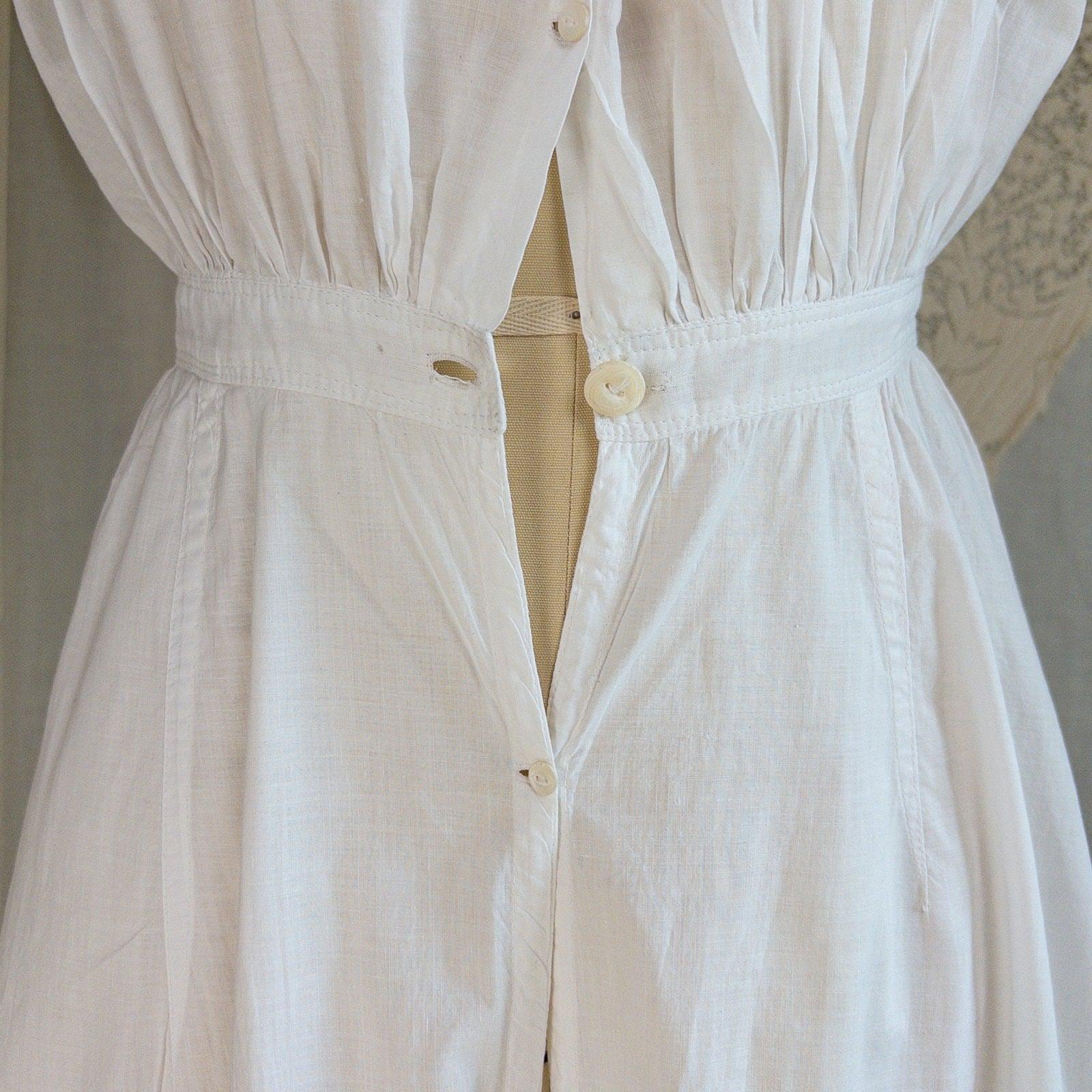 1900's Victorian Era Camiknickers - White Cotton with Elaborate Scalloped Eyelet Lace with Pink Ribbon Drawstring - Daggers & Dames