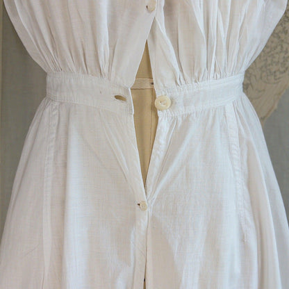 1900's Victorian Era Camiknickers - White Cotton with Elaborate Scalloped Eyelet Lace with Pink Ribbon Drawstring - Daggers & Dames