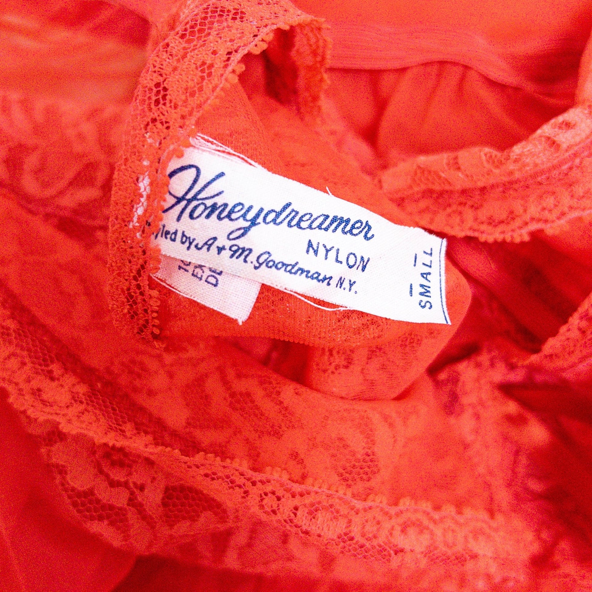 1960s Genie Lingerie Set - Sheer Candy Red Nylon with Lace Bodice & Harem Pants by Honeydreamers