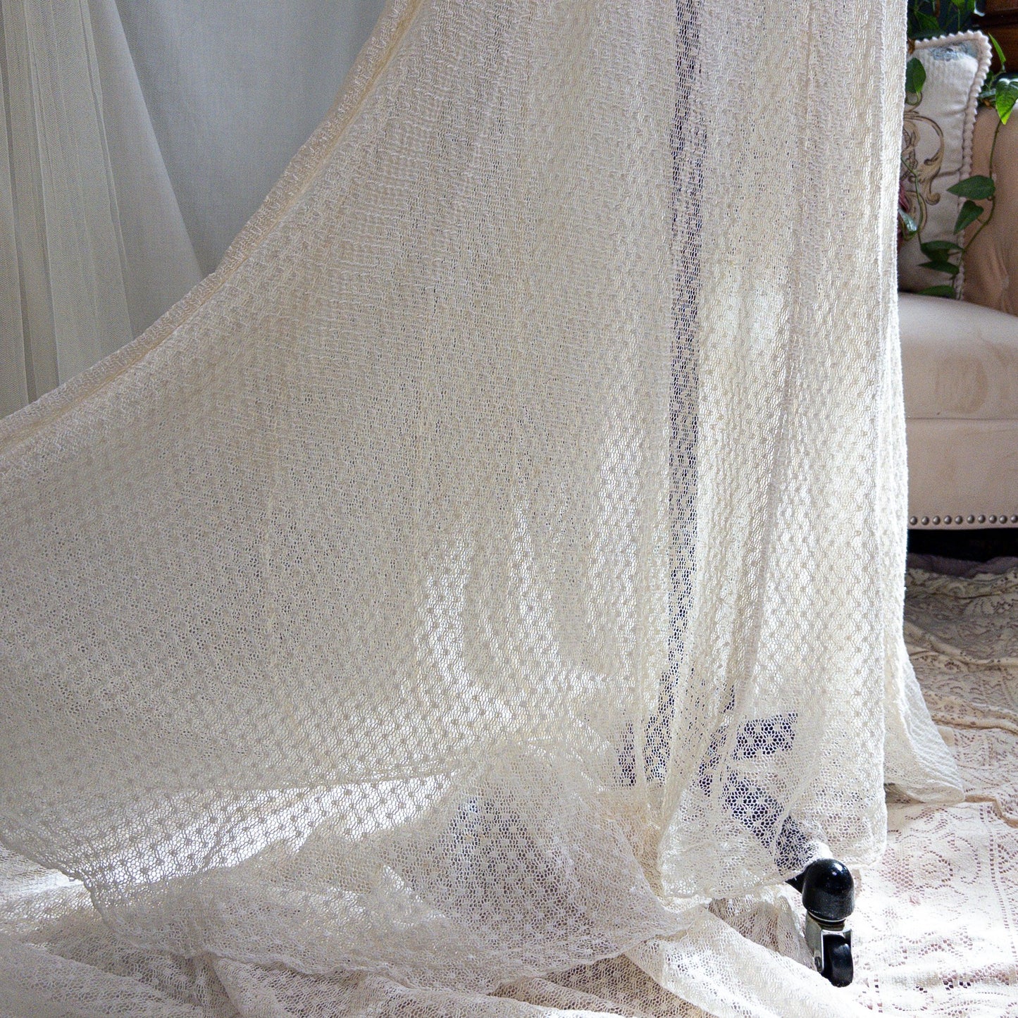 1930's - 1940's Wedding Dress - Long Sleeved Ivory Cotton Crochet with Satin Buttons | XS, Small