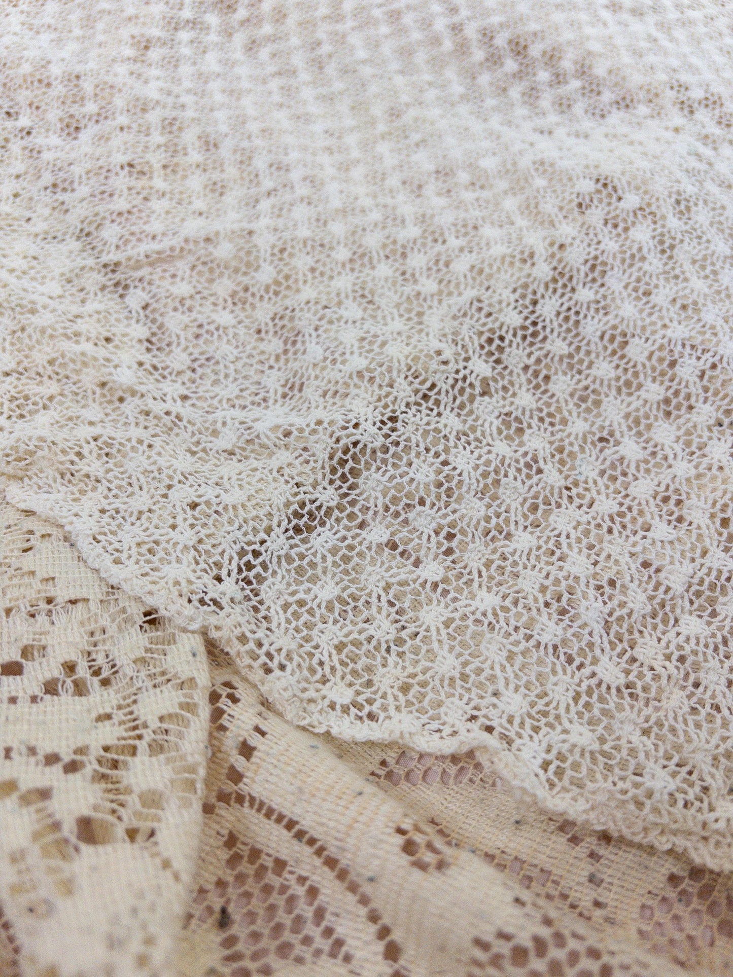 1930's - 1940's Wedding Dress - Long Sleeved Ivory Cotton Crochet with Satin Buttons | XS, Small