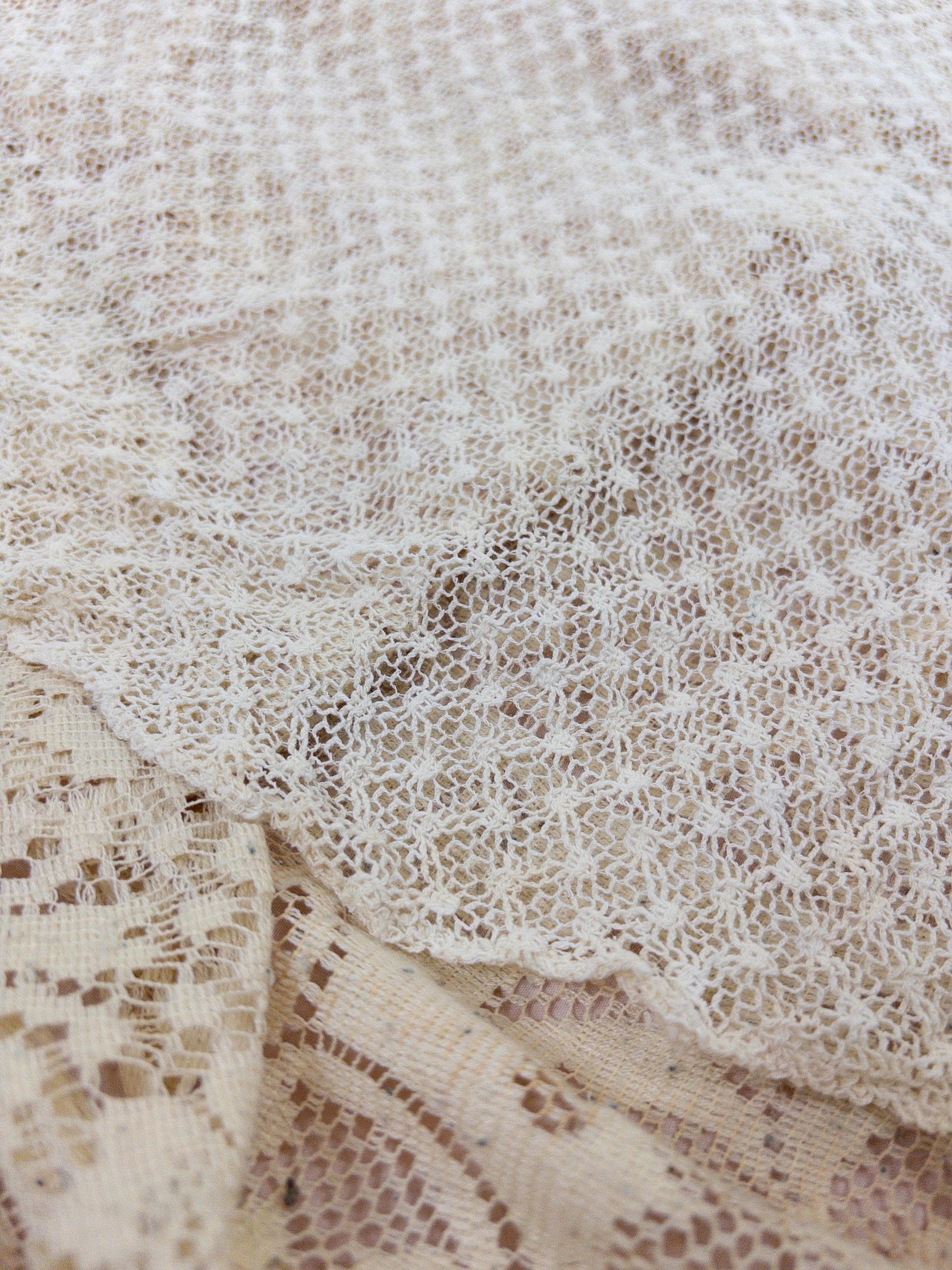 1930's - 1940's Wedding Dress - Long Sleeved Ivory Cotton Crochet with Satin Buttons | XS, Small