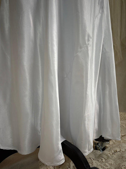 Vintage 1940's Nightgown - Icy Blue Rayon Satin with Soutache Embroidery | XS - Daggers & Dames