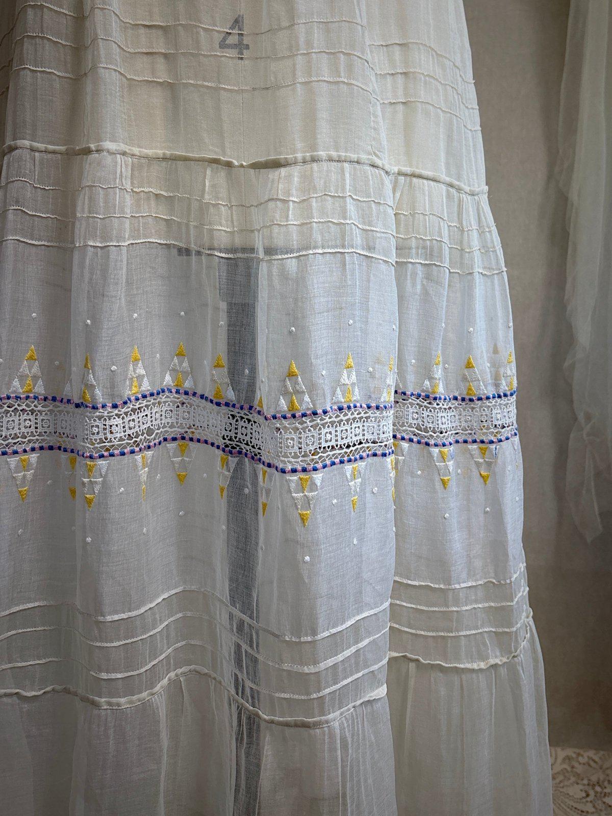 Vintage 1930's Dress - Semi - Sheer Bone White Silk Organza with Open Back | XS - Daggers & Dames